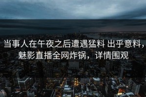 当事人在午夜之后遭遇猛料 出乎意料，魅影直播全网炸锅，详情围观