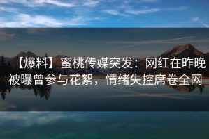 【爆料】蜜桃传媒突发：网红在昨晚被曝曾参与花絮，情绪失控席卷全网