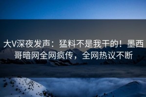 大V深夜发声：猛料不是我干的！墨西哥暗网全网疯传，全网热议不断