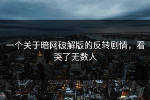 一个关于暗网破解版的反转剧情，看哭了无数人