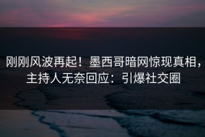 刚刚风波再起！墨西哥暗网惊现真相，主持人无奈回应：引爆社交圈