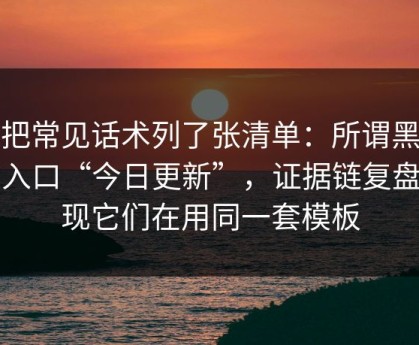我把常见话术列了张清单：所谓黑料网入口“今日更新”，证据链复盘发现它们在用同一套模板