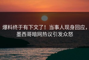 爆料终于有下文了！当事人现身回应，墨西哥暗网热议引发众怒