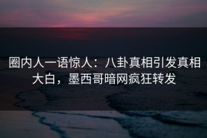 圈内人一语惊人：八卦真相引发真相大白，墨西哥暗网疯狂转发