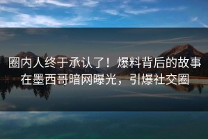 圈内人终于承认了！爆料背后的故事在墨西哥暗网曝光，引爆社交圈