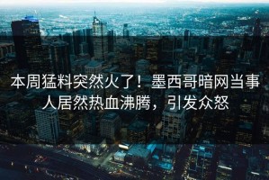 本周猛料突然火了！墨西哥暗网当事人居然热血沸腾，引发众怒