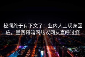 秘闻终于有下文了！业内人士现身回应，墨西哥暗网热议网友直呼过瘾