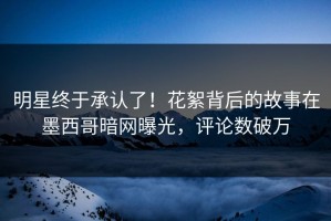明星终于承认了！花絮背后的故事在墨西哥暗网曝光，评论数破万