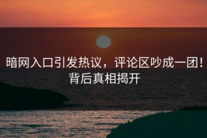 暗网入口引发热议，评论区吵成一团！背后真相揭开