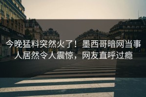 今晚猛料突然火了！墨西哥暗网当事人居然令人震惊，网友直呼过瘾