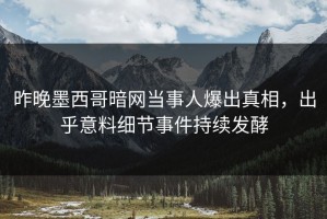 昨晚墨西哥暗网当事人爆出真相，出乎意料细节事件持续发酵