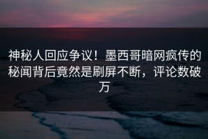 神秘人回应争议！墨西哥暗网疯传的秘闻背后竟然是刷屏不断，评论数破万