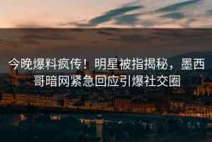 今晚爆料疯传！明星被指揭秘，墨西哥暗网紧急回应引爆社交圈