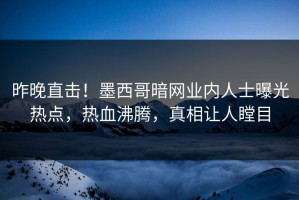 昨晚直击！墨西哥暗网业内人士曝光热点，热血沸腾，真相让人瞠目