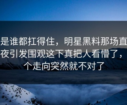 不是谁都扛得住，明星黑料那场直播连夜引发围观这下真把人看懵了，整个走向突然就不对了