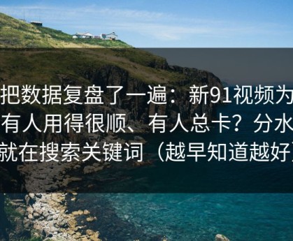 我把数据复盘了一遍：新91视频为什么有人用得很顺、有人总卡？分水岭就在搜索关键词（越早知道越好）