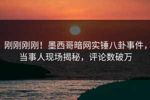 刚刚刚刚！墨西哥暗网实锤八卦事件，当事人现场揭秘，评论数破万