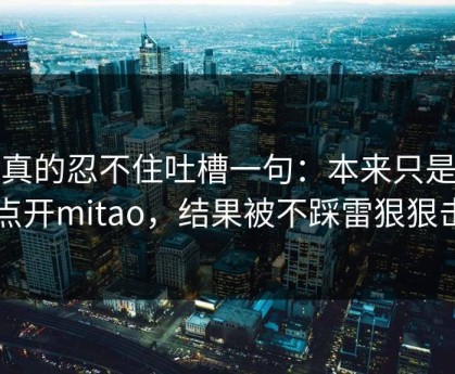 我真的忍不住吐槽一句：本来只是随手点开mitao，结果被不踩雷狠狠击中