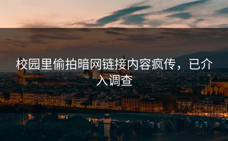 校园里偷拍暗网链接内容疯传，已介入调查
