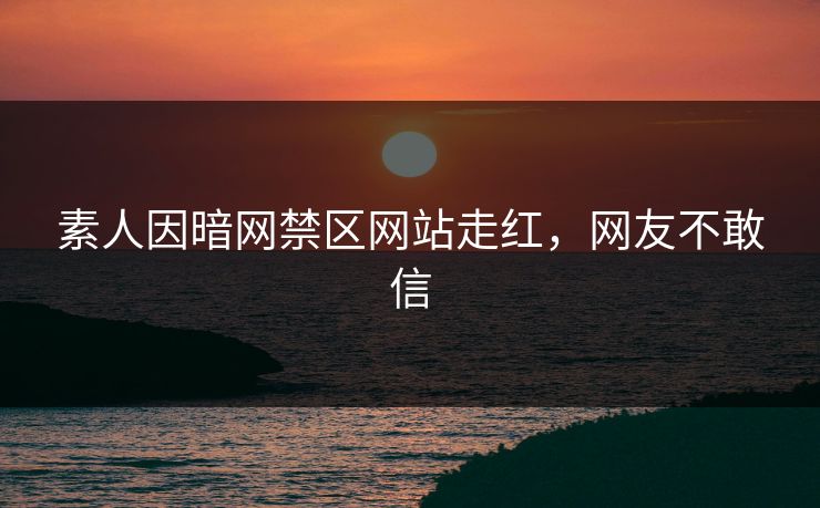 素人因暗网禁区网站走红，网友不敢信
