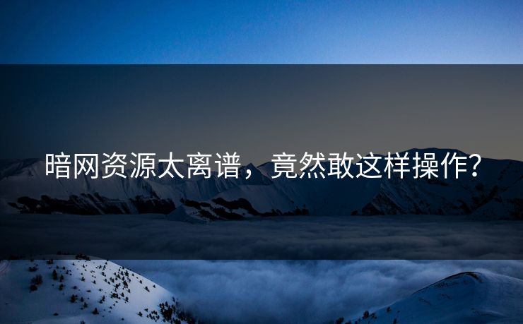 暗网资源太离谱，竟然敢这样操作？