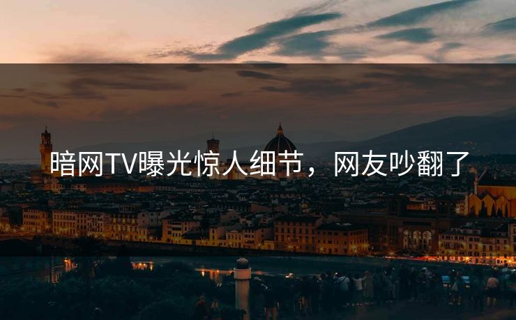 暗网TV曝光惊人细节，网友吵翻了