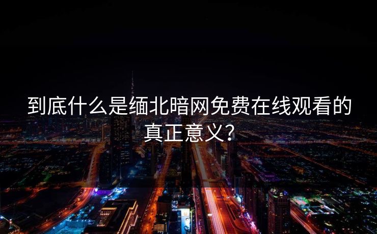 到底什么是缅北暗网免费在线观看的真正意义？