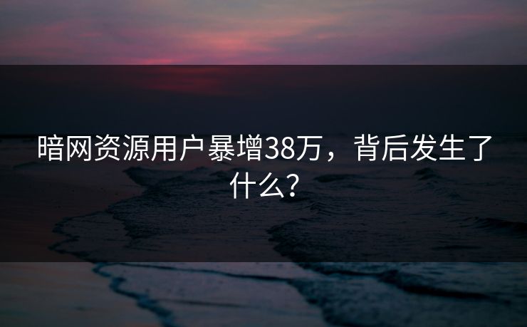 暗网资源用户暴增38万，背后发生了什么？