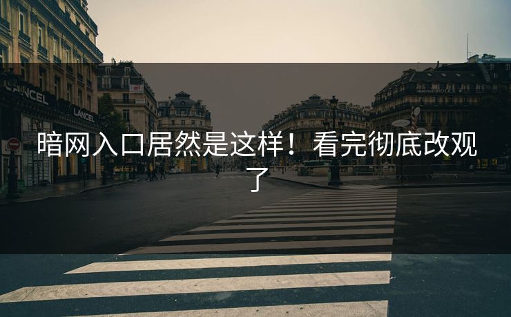 暗网入口居然是这样！看完彻底改观了