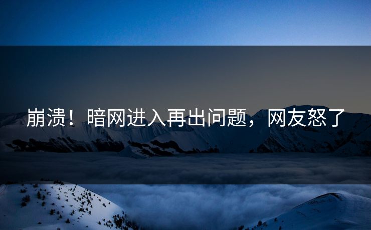 崩溃！暗网进入再出问题，网友怒了