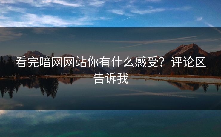 看完暗网网站你有什么感受？评论区告诉我