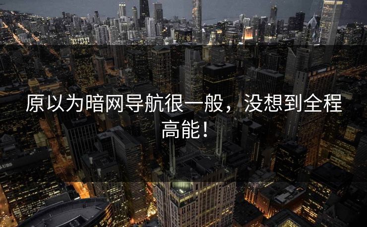 原以为暗网导航很一般，没想到全程高能！