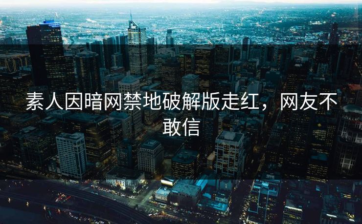 素人因暗网禁地破解版走红，网友不敢信