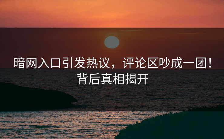 暗网入口引发热议，评论区吵成一团！背后真相揭开
