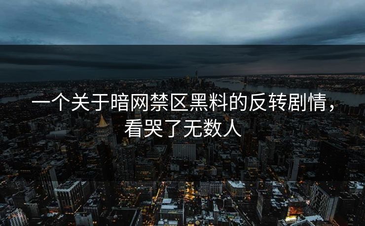 一个关于暗网禁区黑料的反转剧情，看哭了无数人