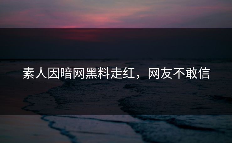 素人因暗网黑料走红，网友不敢信
