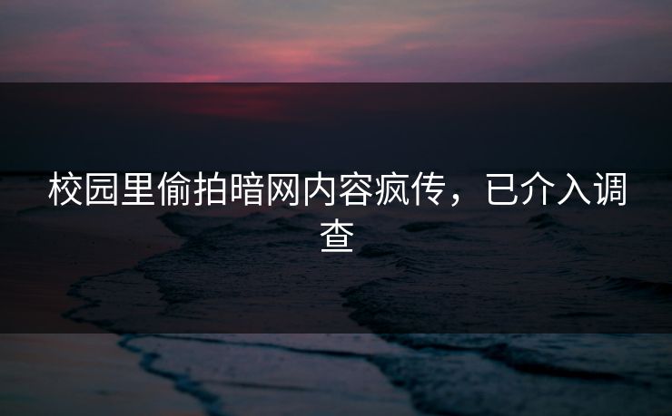 校园里偷拍暗网内容疯传，已介入调查