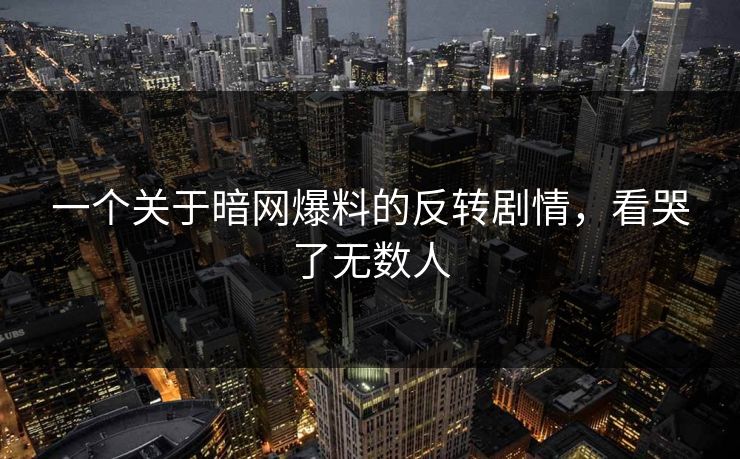 一个关于暗网爆料的反转剧情，看哭了无数人