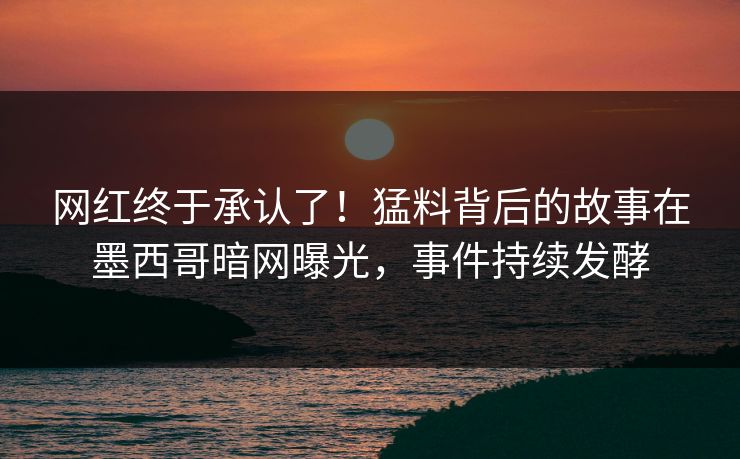 网红终于承认了！猛料背后的故事在墨西哥暗网曝光，事件持续发酵