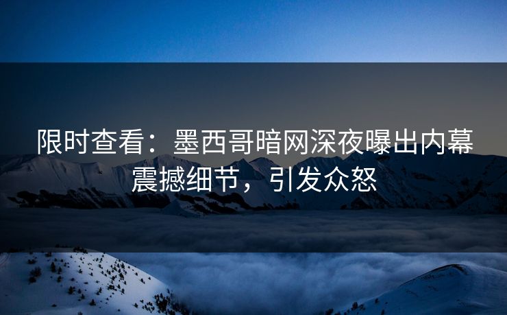 限时查看：墨西哥暗网深夜曝出内幕震撼细节，引发众怒