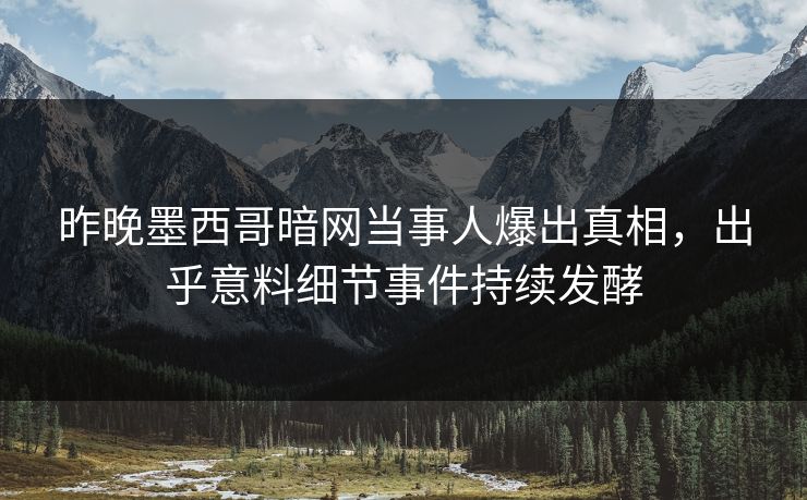 昨晚墨西哥暗网当事人爆出真相，出乎意料细节事件持续发酵