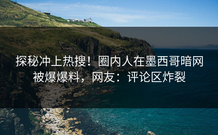 探秘冲上热搜！圈内人在墨西哥暗网被爆爆料，网友：评论区炸裂