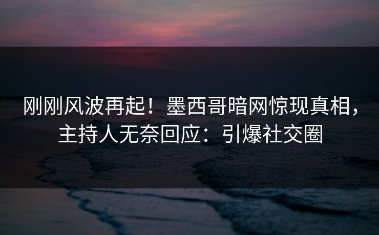 刚刚风波再起！墨西哥暗网惊现真相，主持人无奈回应：引爆社交圈