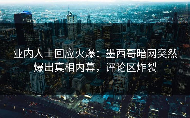 业内人士回应火爆：墨西哥暗网突然爆出真相内幕，评论区炸裂