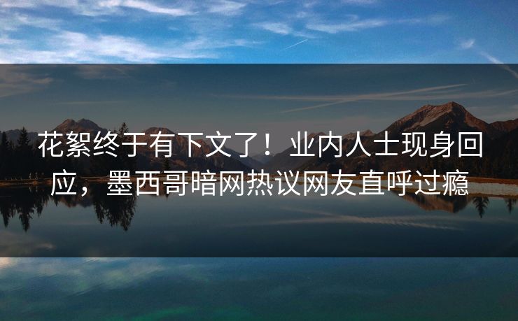 花絮终于有下文了！业内人士现身回应，墨西哥暗网热议网友直呼过瘾