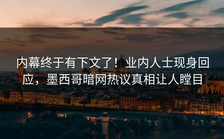 内幕终于有下文了！业内人士现身回应，墨西哥暗网热议真相让人瞠目