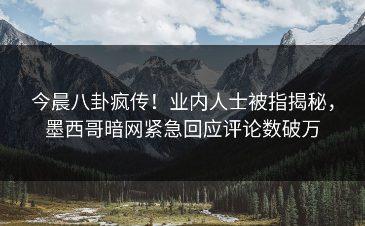 今晨八卦疯传！业内人士被指揭秘，墨西哥暗网紧急回应评论数破万