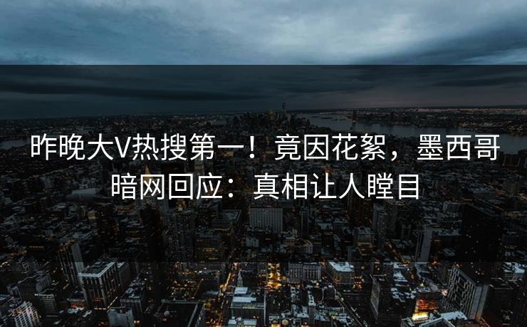 昨晚大V热搜第一！竟因花絮，墨西哥暗网回应：真相让人瞠目