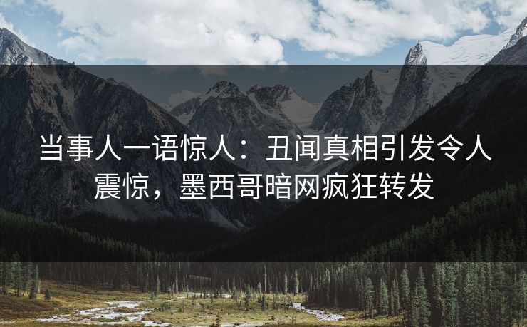 当事人一语惊人：丑闻真相引发令人震惊，墨西哥暗网疯狂转发