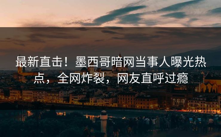 最新直击！墨西哥暗网当事人曝光热点，全网炸裂，网友直呼过瘾